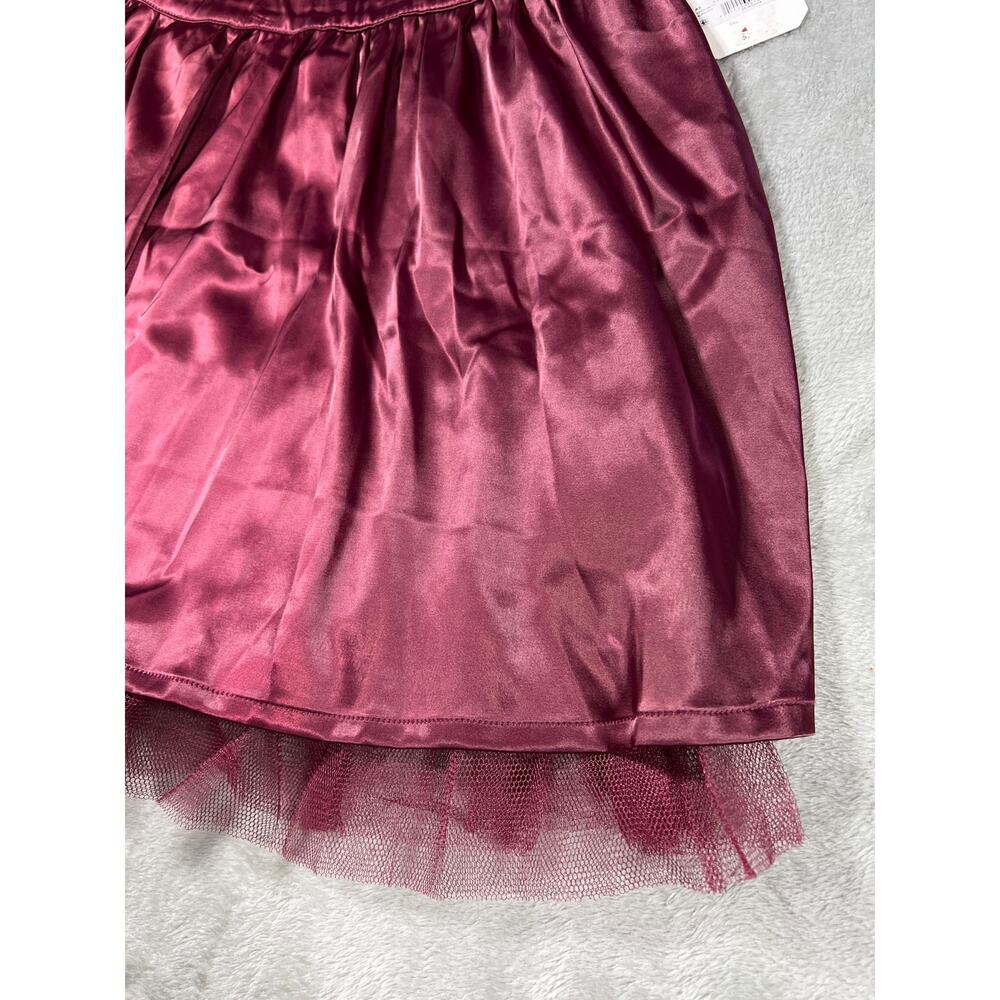 Altar'd State Burgundy Satin Tulle Hem Mini Skirt NWT Size Medium - Picture 4 of 7